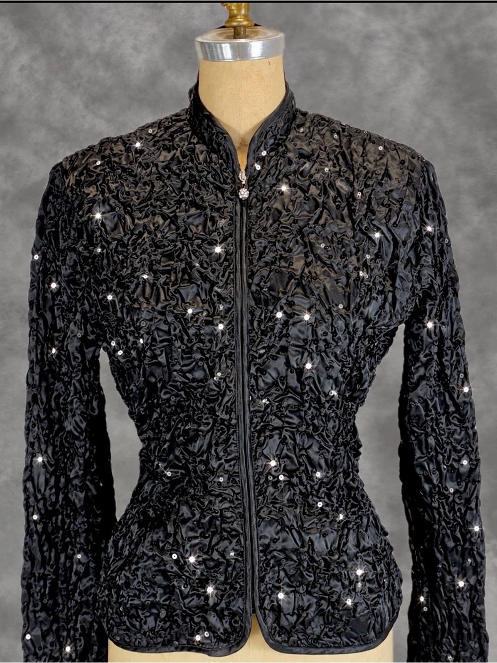 VINTAGE Y2K sequin sparkle glam jacket party evening cocktail stretchy satin